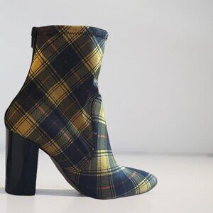 ALDO Plaid Ankle Boots - Yellow and Black Zipper Close Size 7.5 M